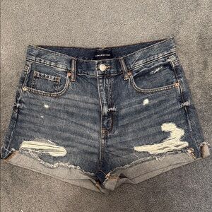 Aeropostale Dark Blue Distressed Mom Shorts